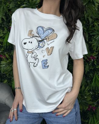 T-Shirt Snoopy Heart Midi Azzurra