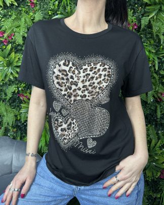 T -shirt Cuori Roar midi nera