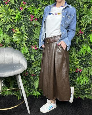 Gonna Ecopelle marrone