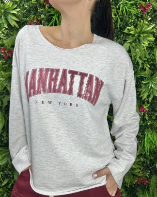 Felpa Manhattan grigio perla