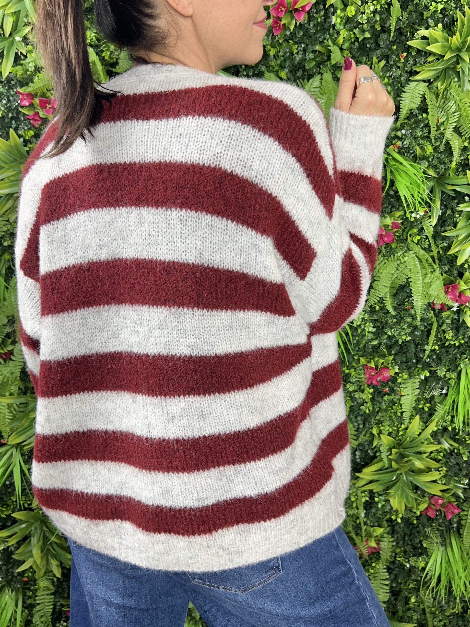 Cardigan Bicolor Grigio/burgundy - immagine 3